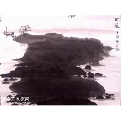 野渡 山水画 马进松作品 类别: 国画山水作品